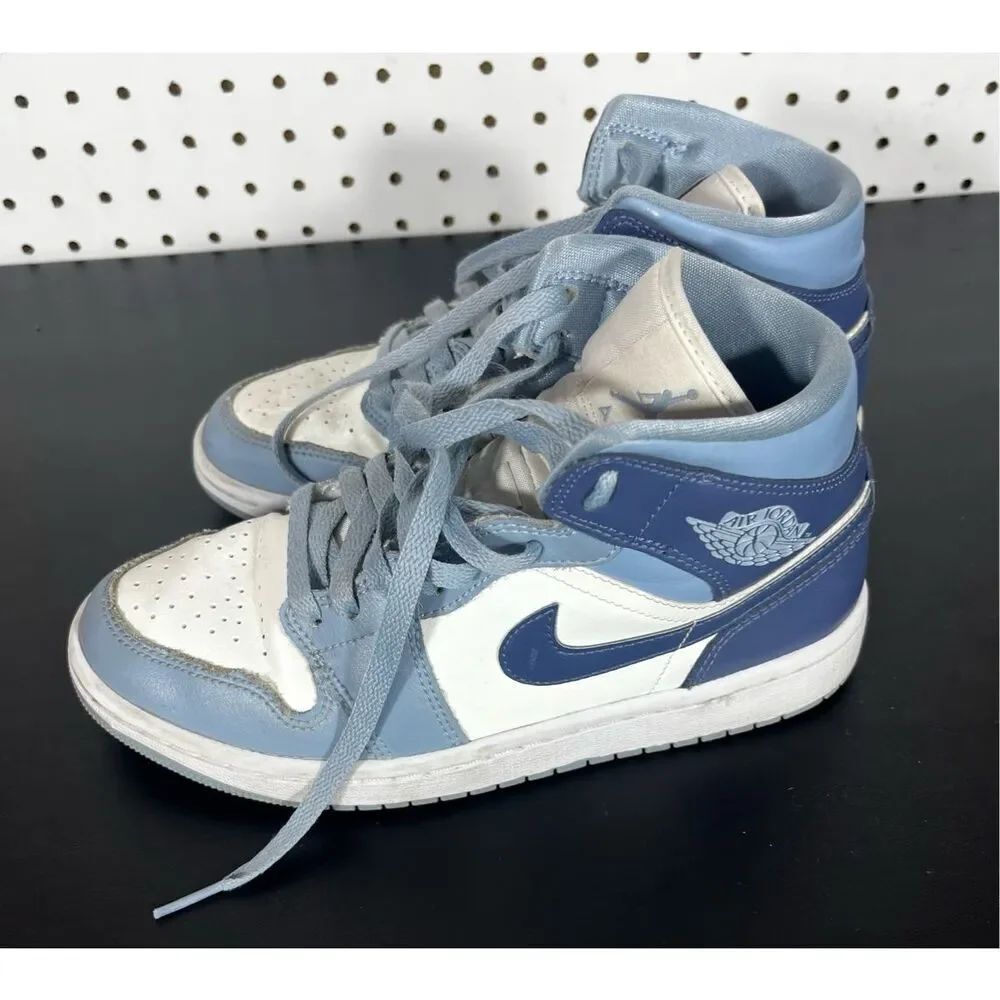 Nike Air Jordan 1 Mid Shoes 'Diffused Blue' BQ6472-140 Women's Size 7.5